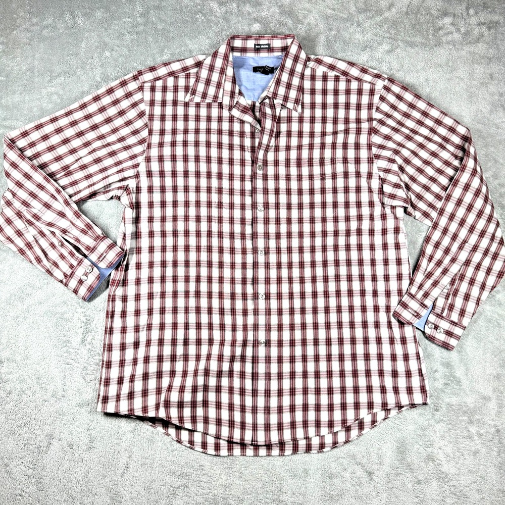 Van Heusen Plaid Button‎ Down Shirt Men's L Long Sleeve Casual